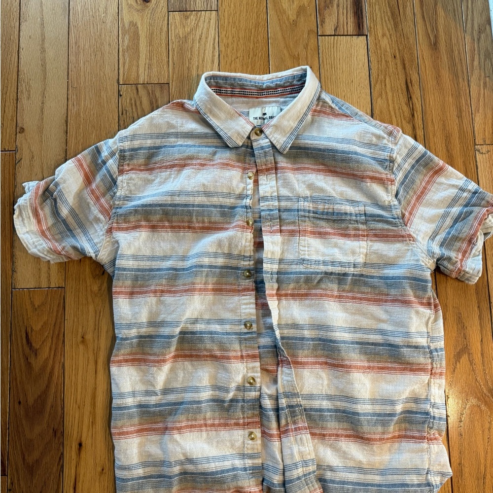 The Normal Brand Blue and Orange Casual Button Down Shirt